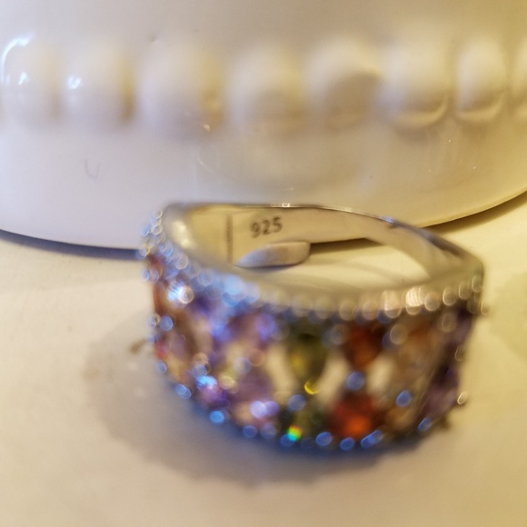 .925 stamped multi-gemstone ring 8,9 - Picture 3 of 7
